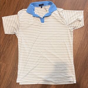 Peter Millar Blue and Cream Striped Polo